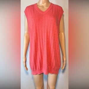 Vintage Sedgefield Golf Men's Vest Size XL Salmon Pink Knit V-Neck 100% Cotton